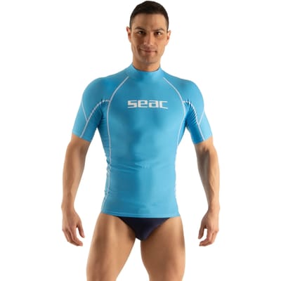 Seac RAA Short Evo rashguard met korte mouwen voor heren - UV zwem en snorkeltop - Lichtblauw - M