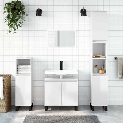vidaXL - Badkamerkast - 58x33x60 - cm - bewerkt - hout - hoogglans - wit