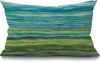 Decoratieve Sierkussenhoes 30x50 cm Golfpatroon Blauw Groen Katoen Linnen
