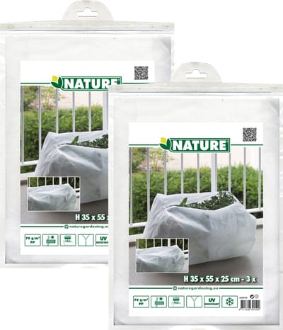 Nature plantenhoes - 6x stuks - balkonbak - 35 x 55 x 25 - wit - anti-vorst planten beschermhoes