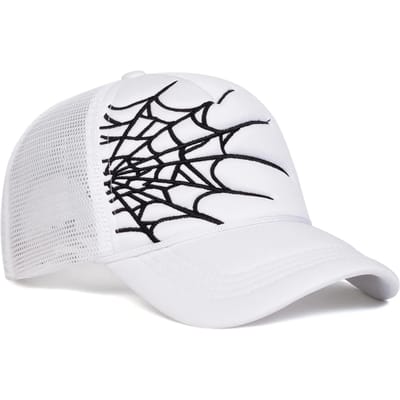 Casquettes de Baseball en Filet Broderie Toile d'Araignée Unisexes Printemps et Été Extérieur Réglables Casquettes Décontractées Chapeau Anti-Soleil Casquette de Sport black