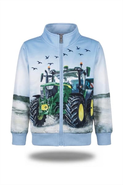 Kinder vest met tractor trekker John Deere full color print | boer | boerderij | Kleur blauw | Maat 92 | Supermooi!