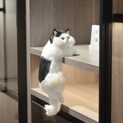 30cm Gesimuleerde Hangende Kat Knuffels Schattige Kitten Perzische Kat Pluche Poppen Creatieve Hangende Kast Ornamenten Voor Huis white