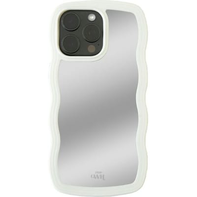 xoxo Wildhearts Wavy mirror case Creme telefoonhoesje - Geschikt voor iPhone 16 Pro Max - Golvend spiegelhoesje - Wolken hoesje - Schokbestendig - Cloud case - Silicone case met spiegel - Creme / Beige
