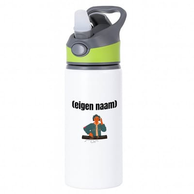 Hacebo® - dj jongen waterfles met rietje groen - Dj - muziekliefhebbers - disc jockey - vinyl - verjaardag - cadeau - kado - water fles - 650ML