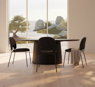 Eettafel Ovaal Zwart Hout 200x110 - 200x110 cm - Zwart - Novihome