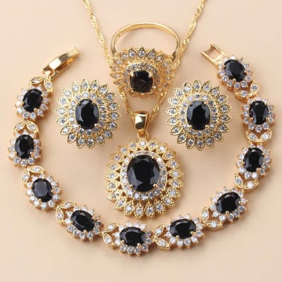 Collier de Mariée Plaqué Or Boucles d'Oreilles Clip Bracelet Femme Tournesol Accessoires de Mariage Grands Ensembles de Bijoux Italiens Pour Femmes 9 beige