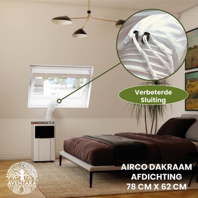 Airco Dakraam Afdichting – 78 x 62 cm – 2 Jaar Garantie - Geschikt voor Inbouw Velux: MK27 | Fakro/Optilight: Maatcode 33 - Slang Afsluiten – Raamafdichtingskit Herbruikbaar – Mobiele Airco Afdichtkit Tegen Insecten