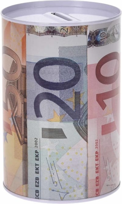 FREE & EASY Spaarpot euro biljetten - Blik met geld opdruk - 10 x 15 cm