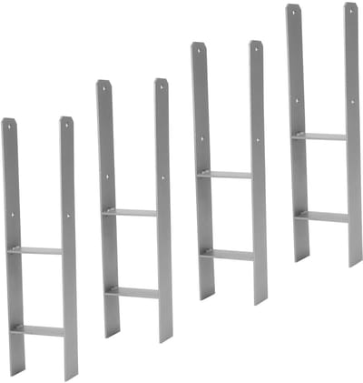 H-paaldrager 4 stuks - Paalanker betonneren - Houtconstructie verankeren - Verhoogde stabiliteit in beton - 121 mm vorkbreedte - Zilver