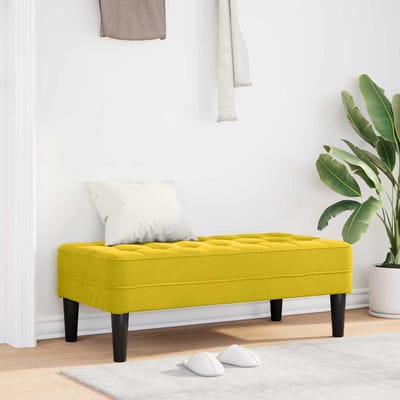 vidaXL Bank met kussen Geel 113 x 57 x 39 cm Fluweel