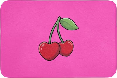 Badmat 90x60 cm - Antislip - Kers - Roze - Fruit - Badmatten voor badkamer - Badkamermat - Douchemat - Badkamer mat