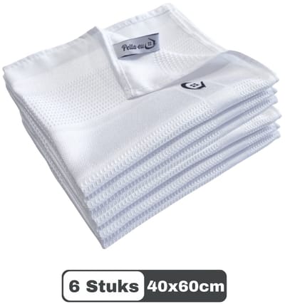 PELLA-EU - MICROVEZEL - MICROVEZELDOEKEN - SCHOONMAAKDOEKEN - 6 STUKS - WIT - 40x60cm
