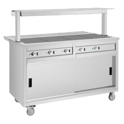 Buffalo mobiele uitgiftewagen met massief verwarmd bovenblad 4x 1/1 GN