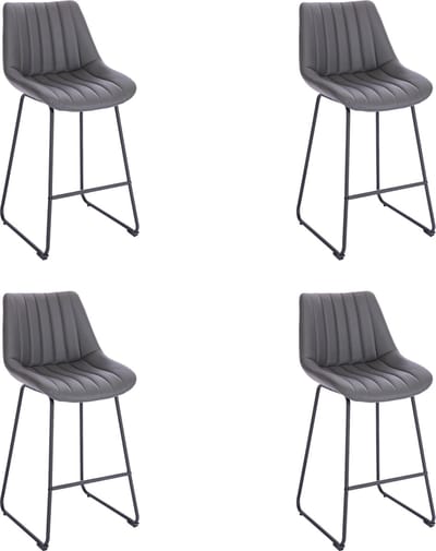 Lina® Vegas Barstoel Donker Grijs - Set van 4 - Kunstleer - Barkrukken