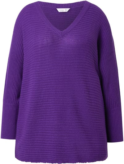 MIAMODA - Dames - Pullover poncho-look V-hals - Violet - Maat 46+