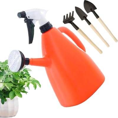 Bloemwaterkan - Waterspuit kan - Planten water geven - Verstelbare sproeikop - 1L - Oranje
