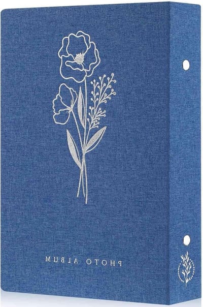 Fotoalbum 6x4 inch voor 300 foto's, met insteekhoezen en linnen omslag, ideaal voor landschapfoto's 10 x 15 cm, blauw