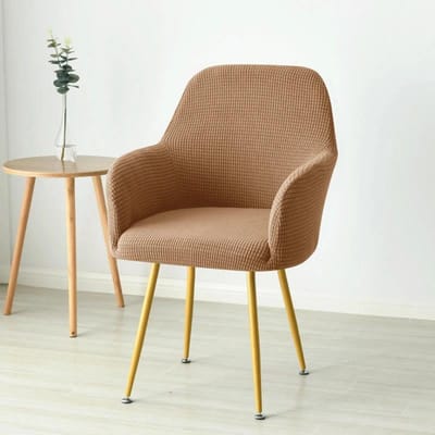 Housse de Chaise Courbée Nordique Jacquard Spandex Haut Incliné Accent Fauteuil Housses Salle à Manger Café Bar Maquillage Canapé Housse brown