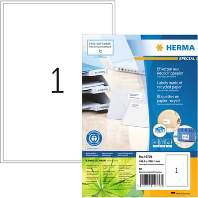 10736 - White - Self-adhesive printer label - Die-cut label - Paper - Laser/Inkjet - Permanent
