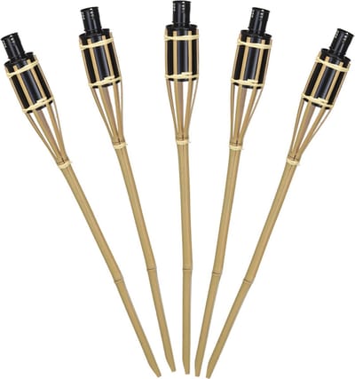 Pro Garden Tuinfakkels voor lampenolie - 6x stuks - bamboe hout - navulbaar - 65 cm - tuinkaarsen
