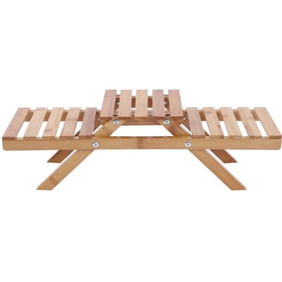Étagère de Rangement Pliable en Bois à 2 Niveaux pour Plantes en Pot Fleurs Jardin