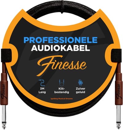 Finesse Gitaarkabel PRO - 300 cm - Jack 6.35mm - Audio Kabel - Instrumentkabel - Gitaar Kabel