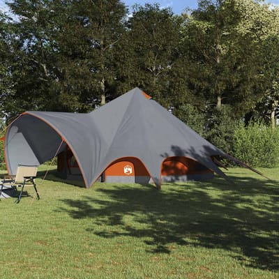 vidaXL - Teepee - Tent - voor - 9 - Personen - 9-persoons - Grijs - en - Oranje