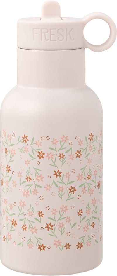 Fresk Thermosfles 350 ml - RVS Waterfles – Lekvrije Drinkfles voor Kinderen – Koude en Warme Dranken – BPA-vrij – Onbreekbaar – 2 Doppen – Thermosbeker – Drinkbeker Meisjes - Roze - Garden Flowers