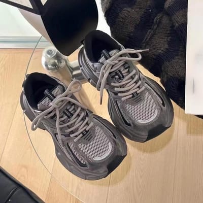Chaussures Papa à Plateforme pour Femmes Nouvelles Chaussures pour Femmes Printemps et Automne Montrent Leurs Pieds, Petites et Polyvalentes Chaussures de Sport Décontractées Rétro 40 grise