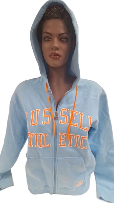 RUSSELL ATHLETIC/ HOODY/ LONG ZIPPER / APPLICATION/AQUA/ L