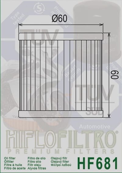 Hiflofiltro-oliefilter voor Hyosung 650 GT i R 2005-2015, nieuw