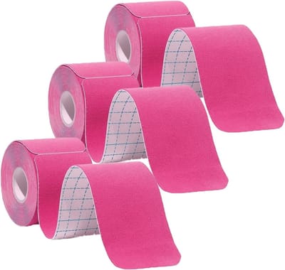 Voorgesneden kinesiologietape, sporttape spiertape voor spieren, enkel, nek, knie en schouder, herstel en fysiotherapie, totaal 60 voorgesneden strips (rose rood)