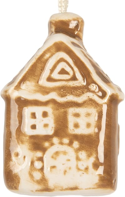Clayre & Eef Kersthanger Huis 4x4x7 cm Bruin Keramiek