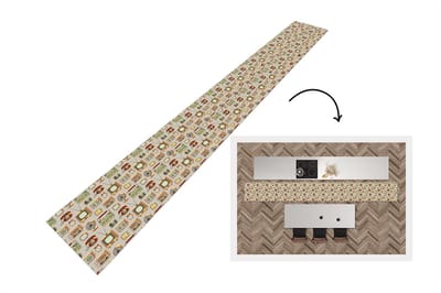 Keukenloper 400x50 cm - Keukenmat vinyl Radio - Telefoon - Retro - Patroon - Keukenmatten loper - Keuken vloerkleed tapijt