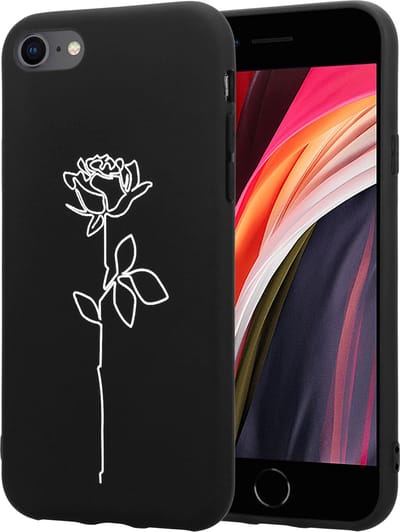 ShieldCase telefoonhoesje geschikt voor Apple iPhone SE 2020 / SE 2022 hoesje met witte roos - Siliconen hoesje shockproof case - Hoesje bloem rozen - Design Backcover