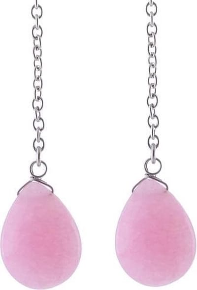 Behave - Lange oorbellen dames roze agaat steen - boho stijl