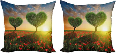 ABAKUHAUS Valentijnskussenhoez set van 2, klaproz harten en bom 60x60 cm, gro blauw, rood
