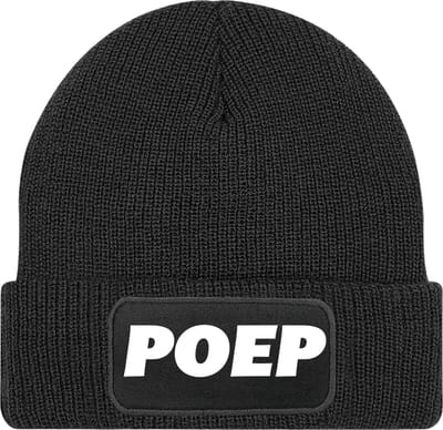 Muts voor heren met gekke tekst - wintersport - one size - cadeau vriend verjaardag - Zwart - Poep