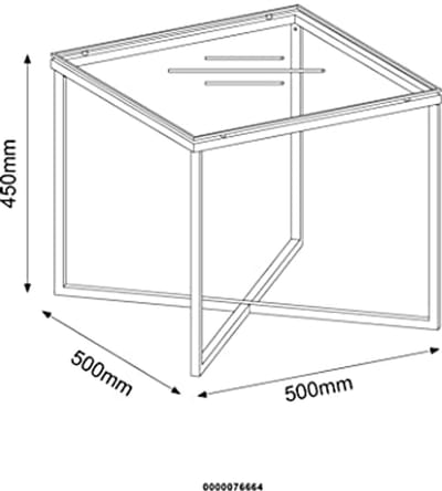 Vierkante Hoektafel van Glas en Metaal - 50x50x45 cm