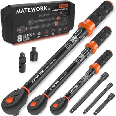 Momentsleutelset 8-delig voor Fiets, Moto en Auto - 1/4, 3/8, 1/2 inch, 10-220 in.lb, 10-45 ft.lb, 10-15 ft.lb, 72-tanden