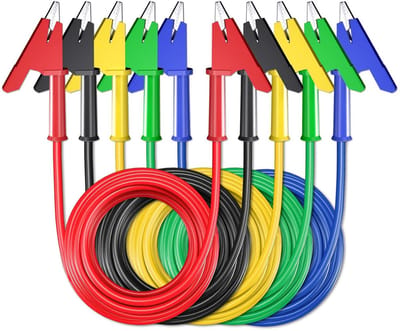5 Stuks Multimeter Meetkabels met Krokodillenklemmen, 5 Meter Flexibel, 1000V, 15A