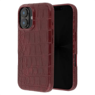 Selencia Hoesje - Geschikt voor Apple iPhone 17 - Croco Backcover geschikt voor MagSafe - Burgundy
