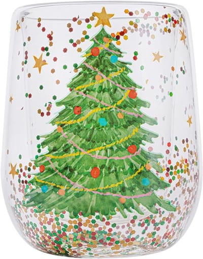 Kerstmok voor Latte Macchiato en Cappuccino - Dubbelwandige Glazen Koffiemokken van 380ml - Perfecte Kerstcadeaus en Feestelijke Drinkware