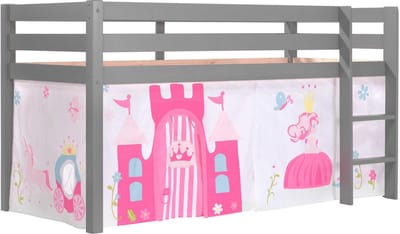 Vipack - Halfhoogslaper Charlotte met bedtent Princess II - 90x200 - Grijs