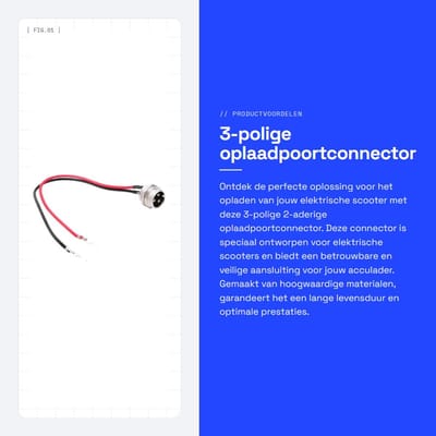 Dailygoods - 3-polige oplaadpoortconnector - Oplaadconnector - Geschikt voor elektrische scooters - 2-aderige aansluiting - 6-delige set