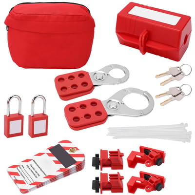 Lockout Tagout Sloten Kit met Veiligheidshangsloten Haspen Stroomonderbreker Lockouts Loto Tags Draagtas