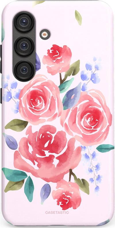 Casetastic hoesje geschikt voor Samsung Galaxy S25 - Dubbellaagse bescherming - Aquarel pracht - Fashion Case - Lichtroze Lavendel