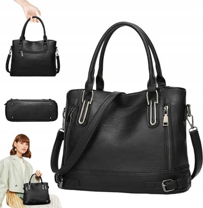 Dameshandtassen - Damestassen - Modetassen - Dames leren tas - Zwart - Vintage zacht - PU leer - Met verstelbare lange schouderband - Geschikt voor in de hand houden, winkelen, daten, reizen