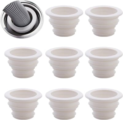 Riool Afvoer Stopper - Afvoerring Keuken Badkamer - Geuren Voorkomen - Zelfsluitend Ontwerp - 10 Stuks - Wit